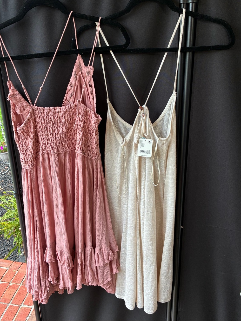 Free People Adella Pink Slip & Cream Dress Flawed DIY Lot Size Large L